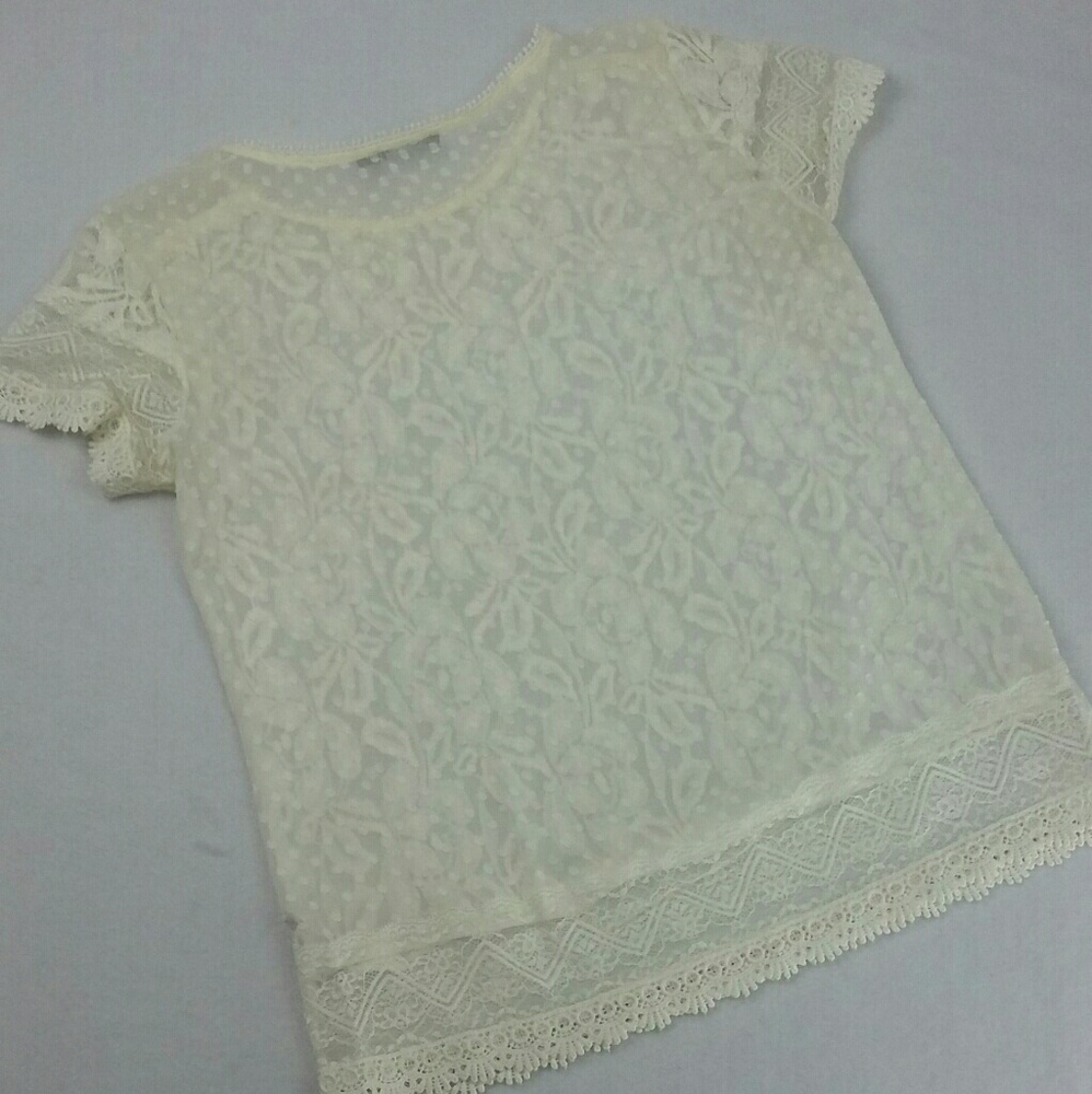 💚The Limited woman's lace top Blouse off white - Picture 5 of 6